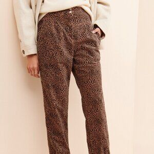 Anthropologie Kalea Corduroy Trouser Joggers in Brown Multi/Cheetah Print S